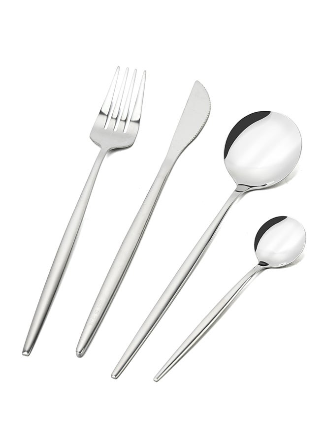 أولييرو طقم أدوات طعام متين وأنيق مكوّن من 24 قطعة لراحة استخدام ومائدة أنيقة – فضي - Image 4